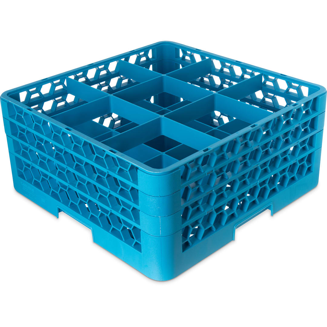 Carlisle RG9-314 OptiClean Blue 9-Compartment Glass Rack