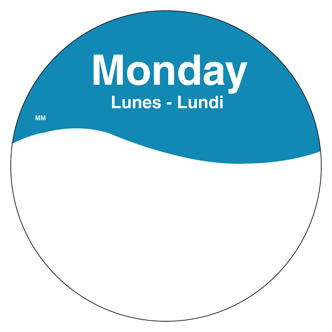 DayMark 1101081 MoveMark Trilingual 3" Monday Day Circle