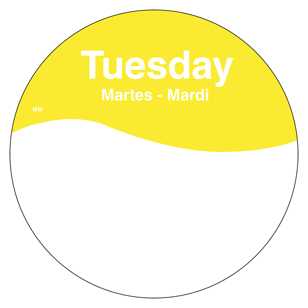 DayMark 1101082 MoveMark Trilingual 3" Tuesday Day Circle