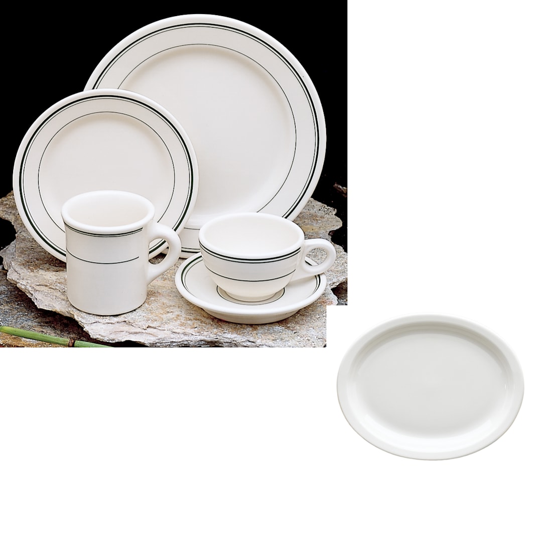 Homer Laughlin China 2601 Green Band NR 11" Oval Platter - Dozen