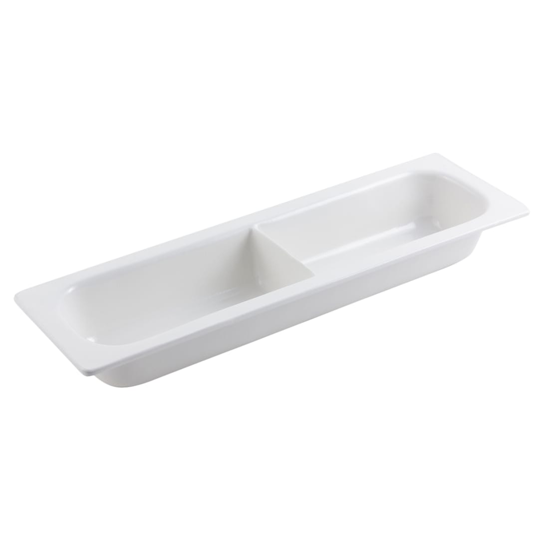 Bon Chef 5094D WHITE Sandstone Half-Size Long 3.5 Qt. Divided Food Pan