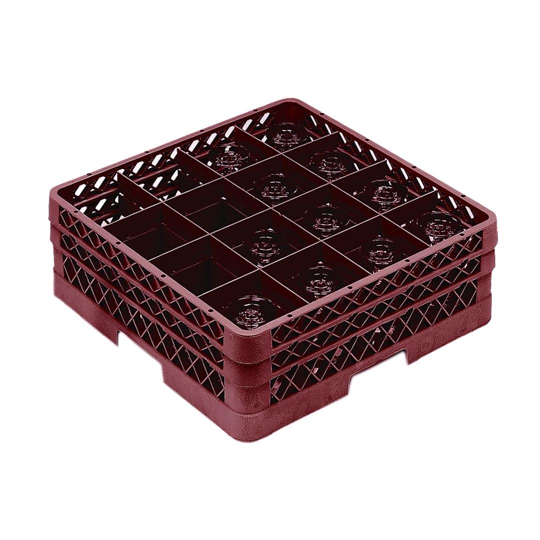 Traex TR8DD-21 Burgundy 16 Compartment Glass Rack with 2 Extenders