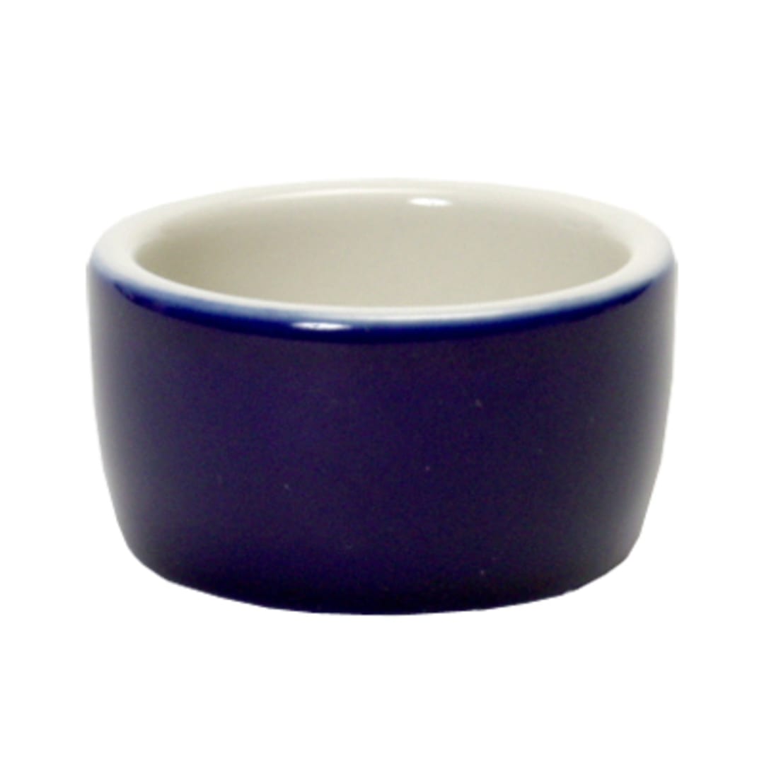 Tuxton B2X-0203 2 Oz. Cobalt/Eggshell Smooth Pipkin Ramekin