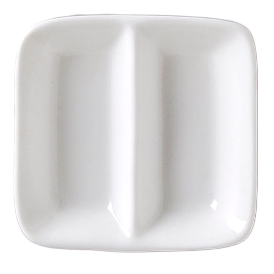 Vertex® China RB-DS Rubicon Square Divided Sauce Dish