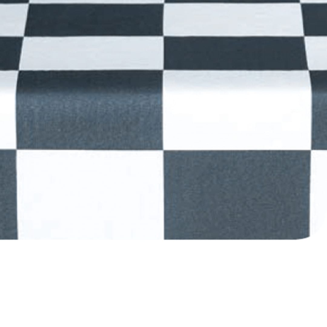 Marko 57411554L195 Fashion 54" x 15 YD Navy Checkered Flag Tablecloth