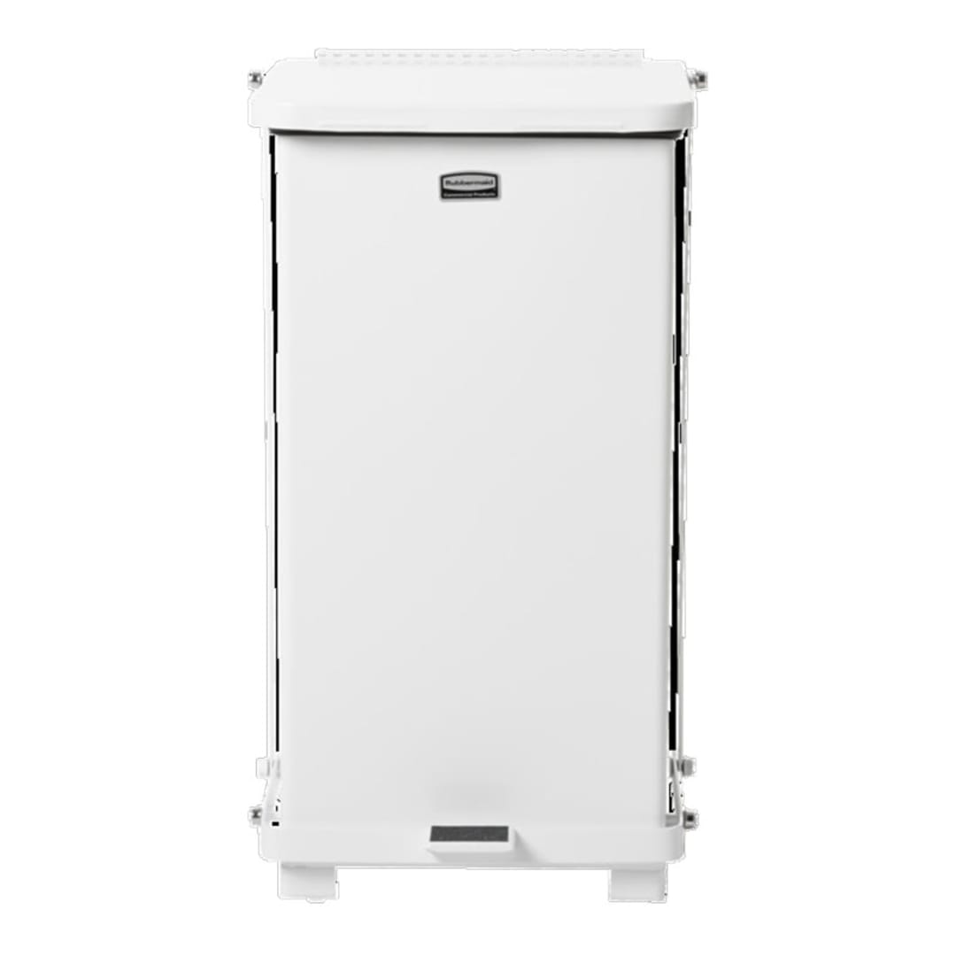 Rubbermaid FGST12EPLWH Defenders Square White 12 Gallon Waste Can