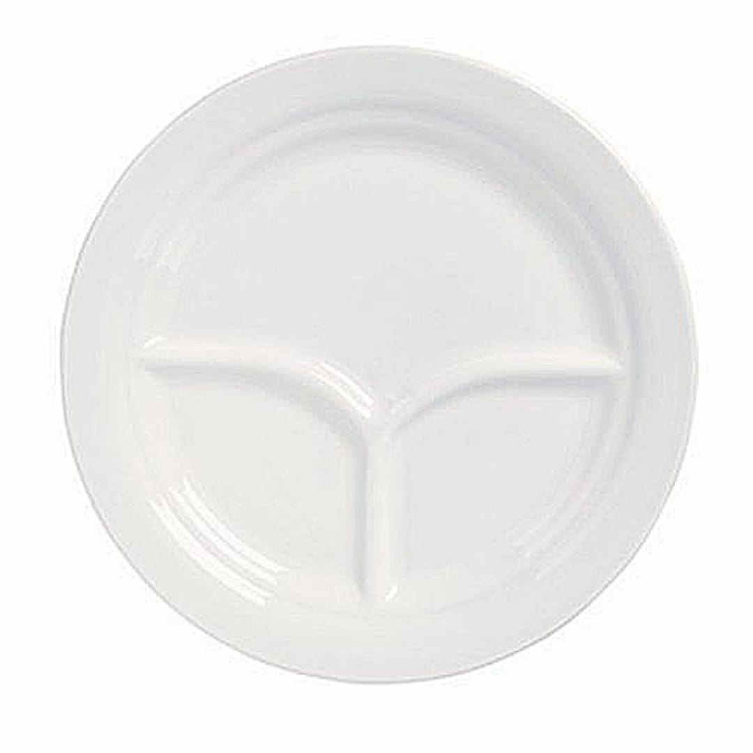 Libbey - Formerly Syracuse China 950093763 Flint 3-Compartment Plate