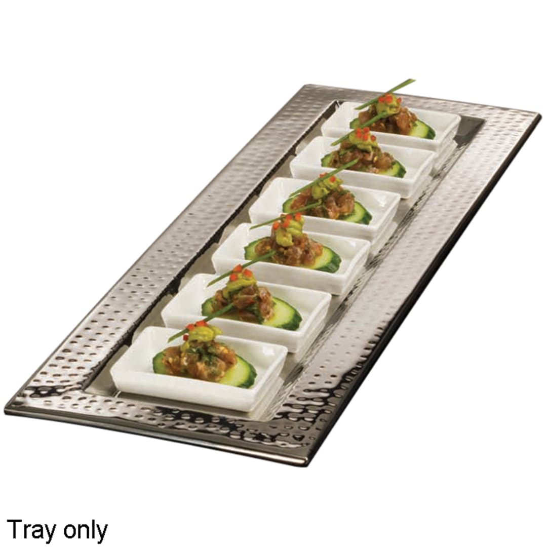 American Metalcraft HMRT247 Rectangular Hammered S/S 23.75 In. Tray