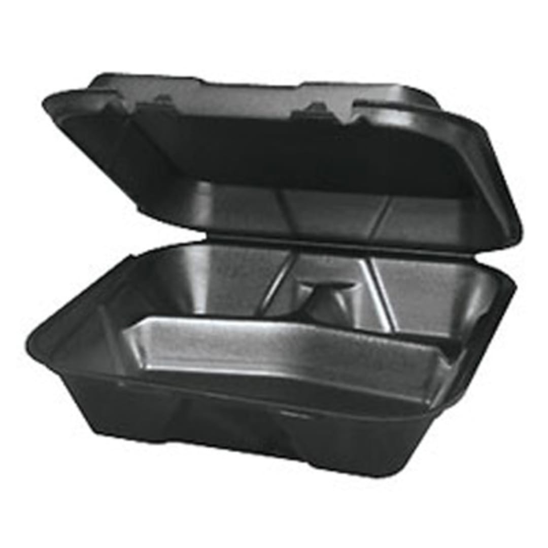 Genpak SN203-3L 9.25 x 9.25 x 3 3-Comp. Black Container