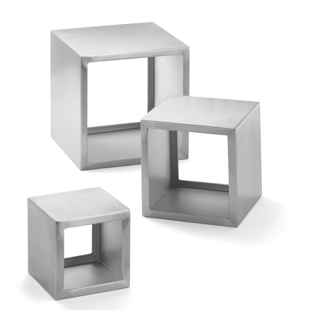 TableCraft RS3 Brushed S/S Square 3-Tier Riser Set