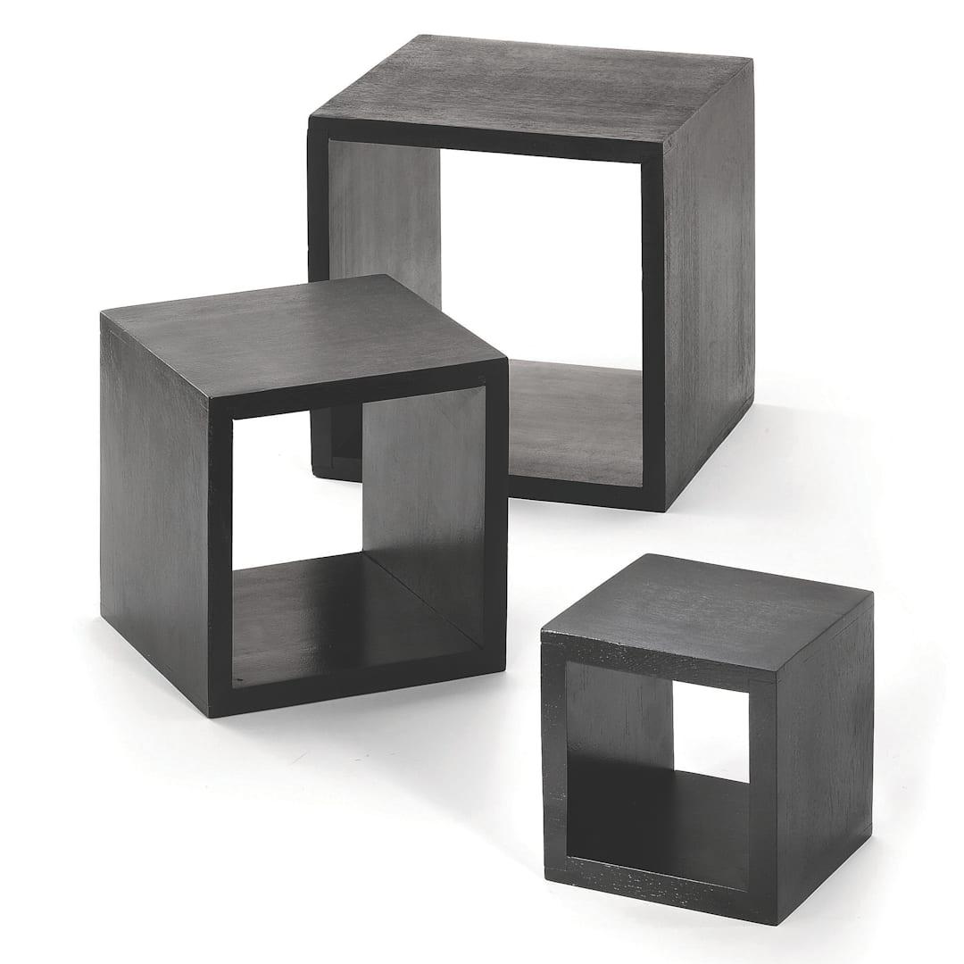 TableCraft WBK3 Barclay Black 3-Piece Square Wood Riser Set