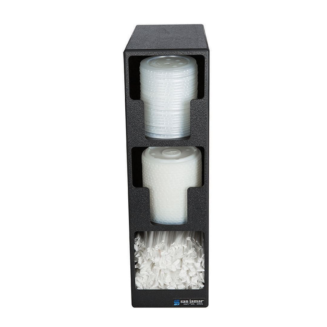 San Jamar® L2202 Black 18.75" Lid & Straw Tower