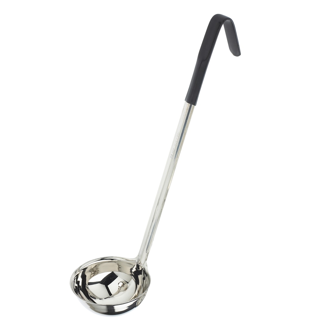 Browne Foodservice 9948BLK S/S 8 Oz. 1-Piece Ladle with Black Handle