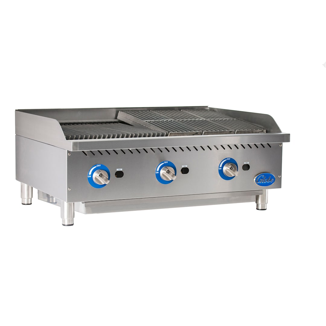 Globe Food GCB36G-SR Countertop 36" S/S Radiant Gas Charbroiler