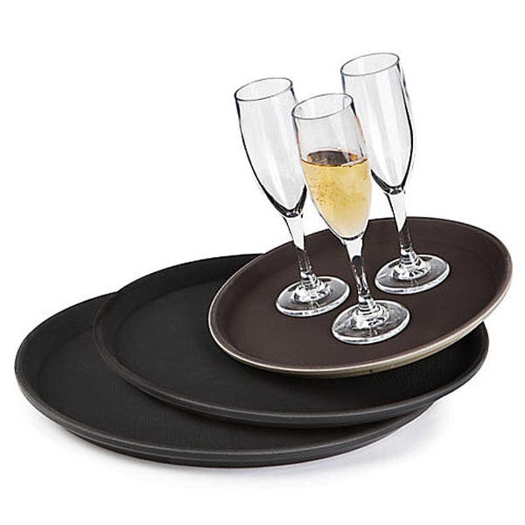 G.E.T. NS-1600-BR Brown Polypropylene 16" Round Non-Skid Tray