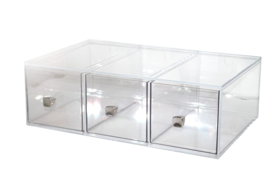 Cal-Mil 1479 Clear 19" x 13" 3 Drawer Bread Box Display