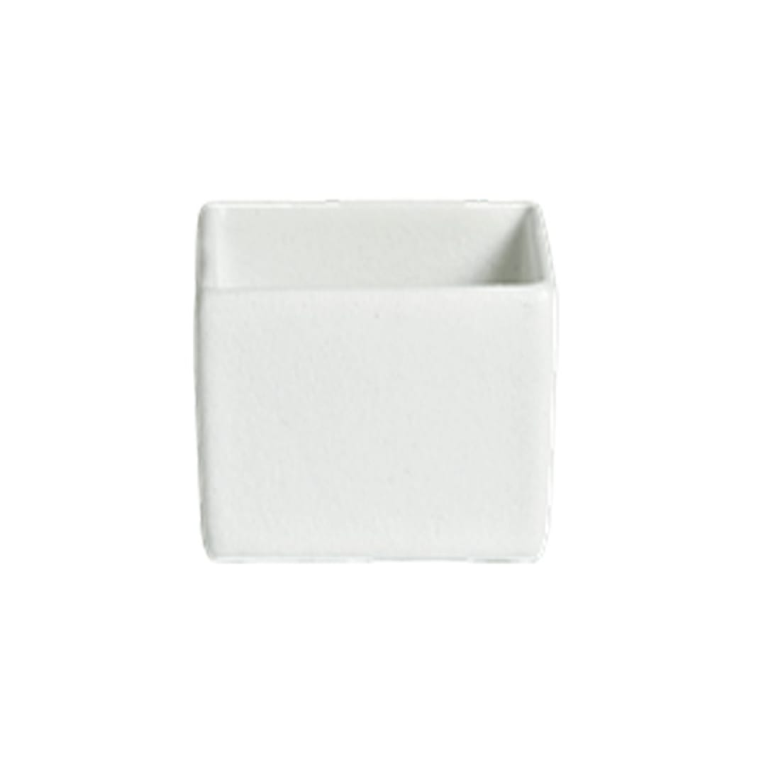 Bugambilia COMP01WW White Resin Coated 5" x 5" x 3" Square Straight-Sided Bowl