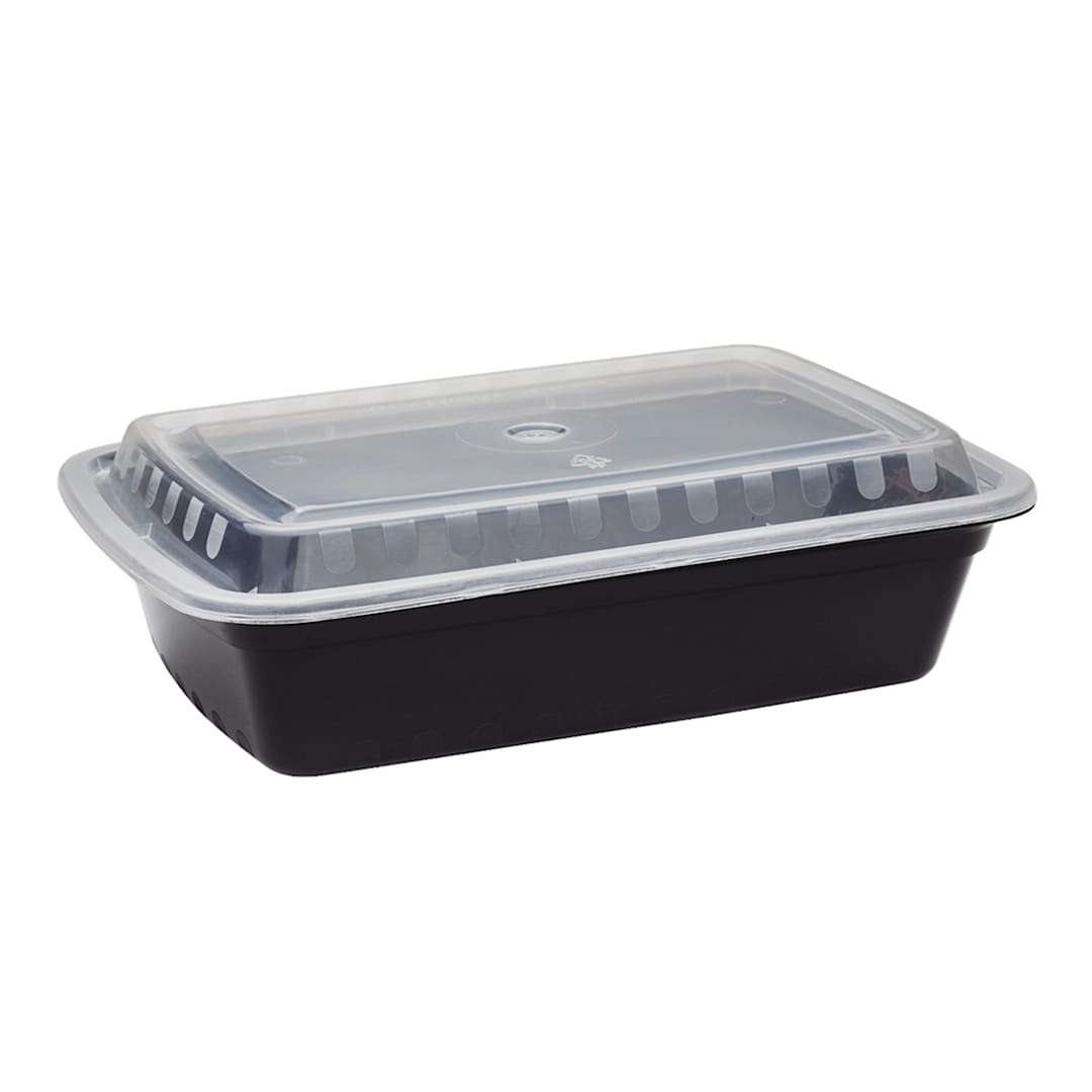 Darling Foodservice Black 38 Oz. Rectangular Container