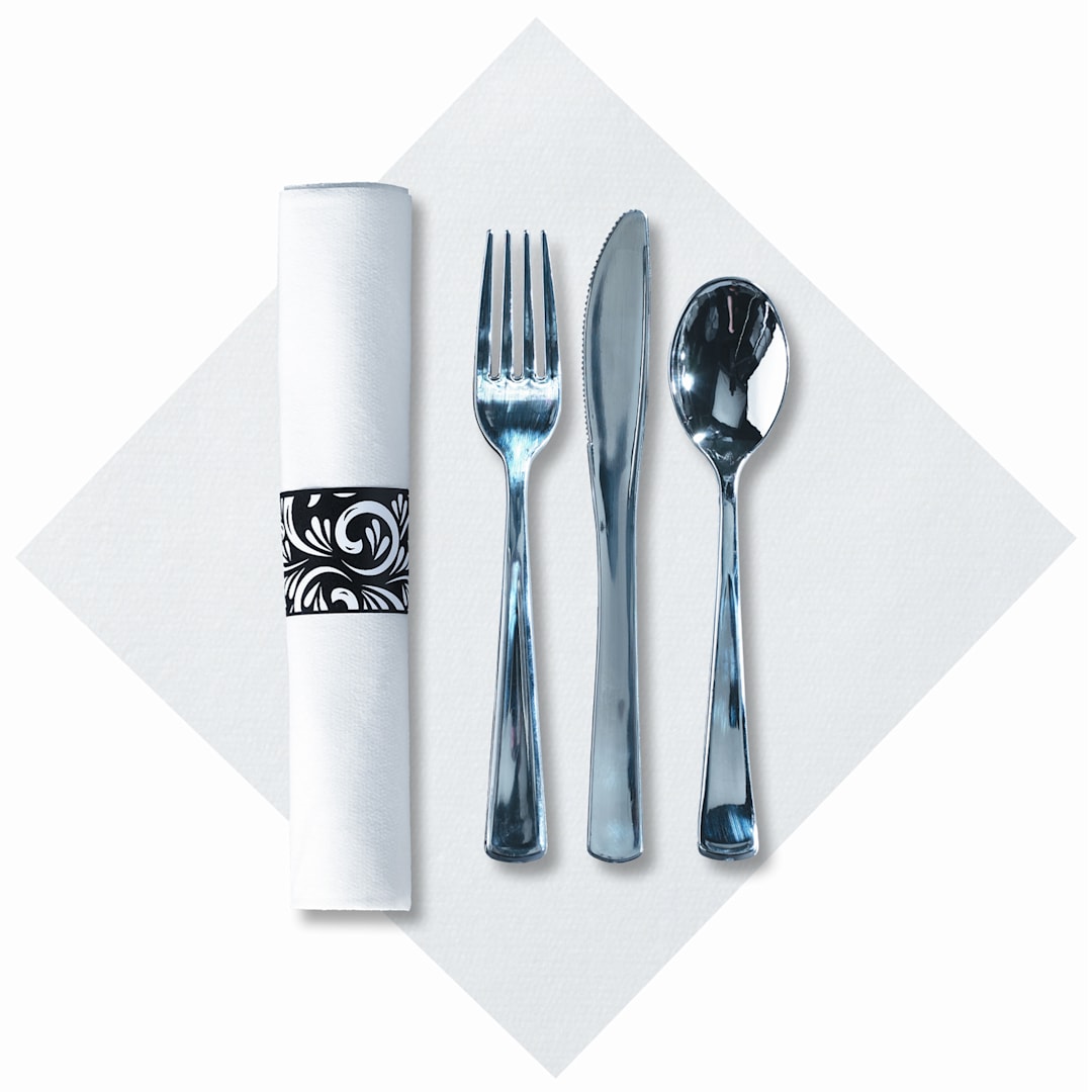 Hoffmaster® 119978 Linen-Like Scroll Metallic Cutlery