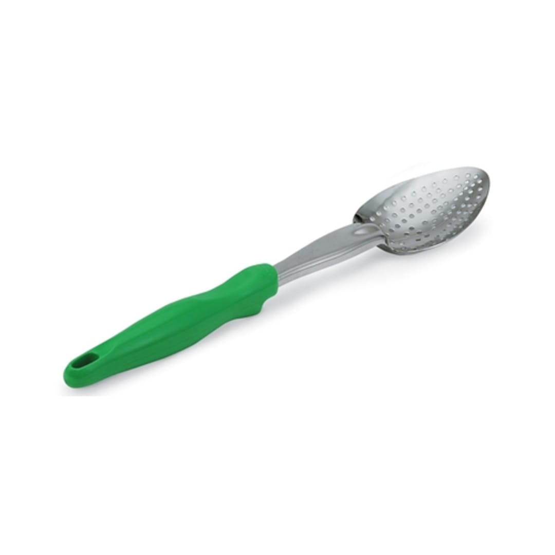 Vollrath 6414270 Green Handled Perforated 13-13/16" Basting Spoon