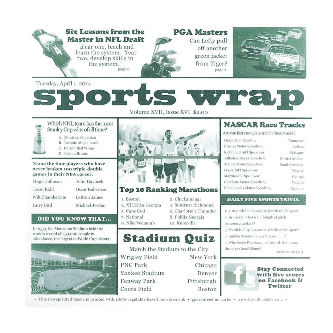 G.E.T. 4-TG1080 Sports Green Newsprint Basket Liner - 1000 / CS