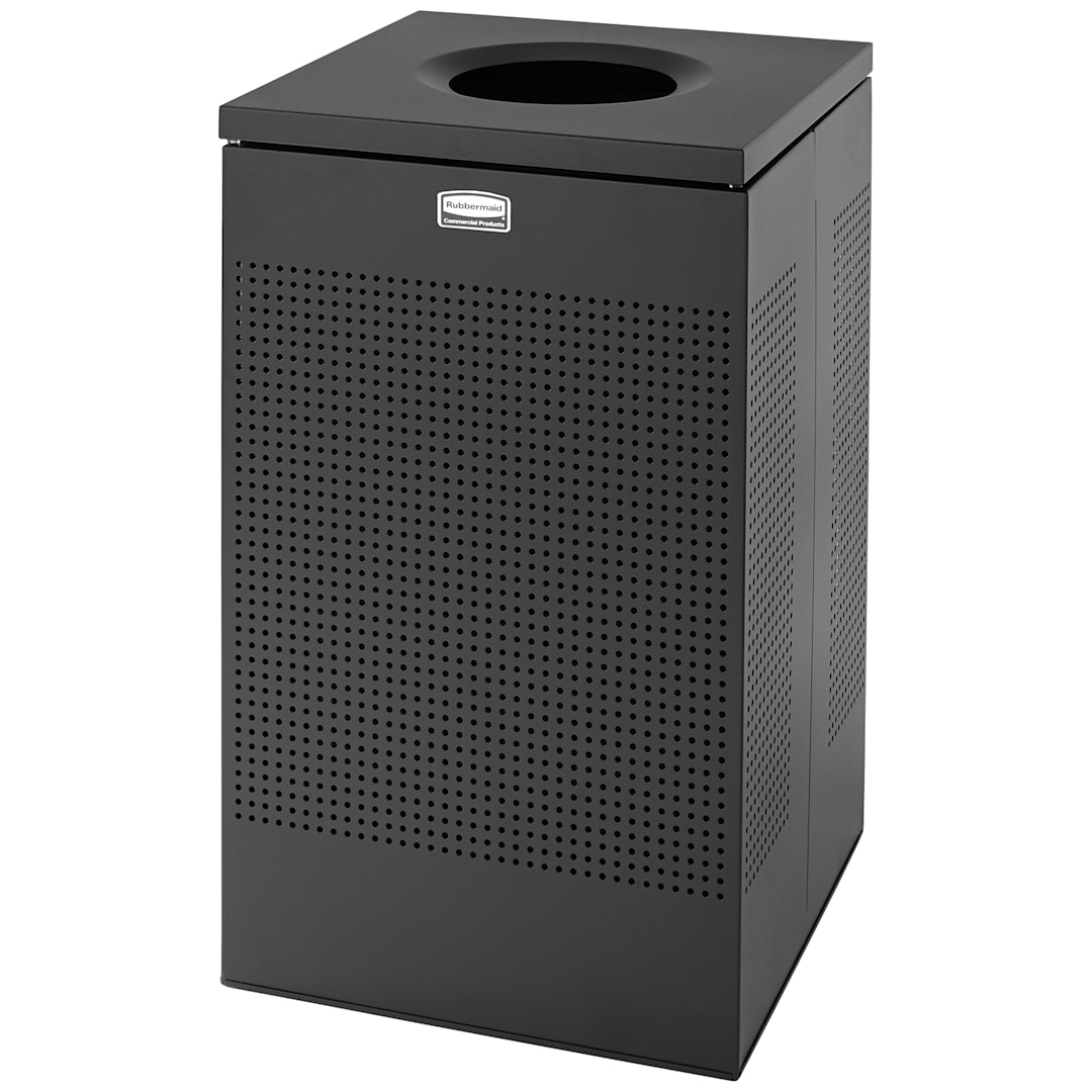 Rubbermaid FGSC18EPLTBK Silhouette Black Square Open Trash Receptacle