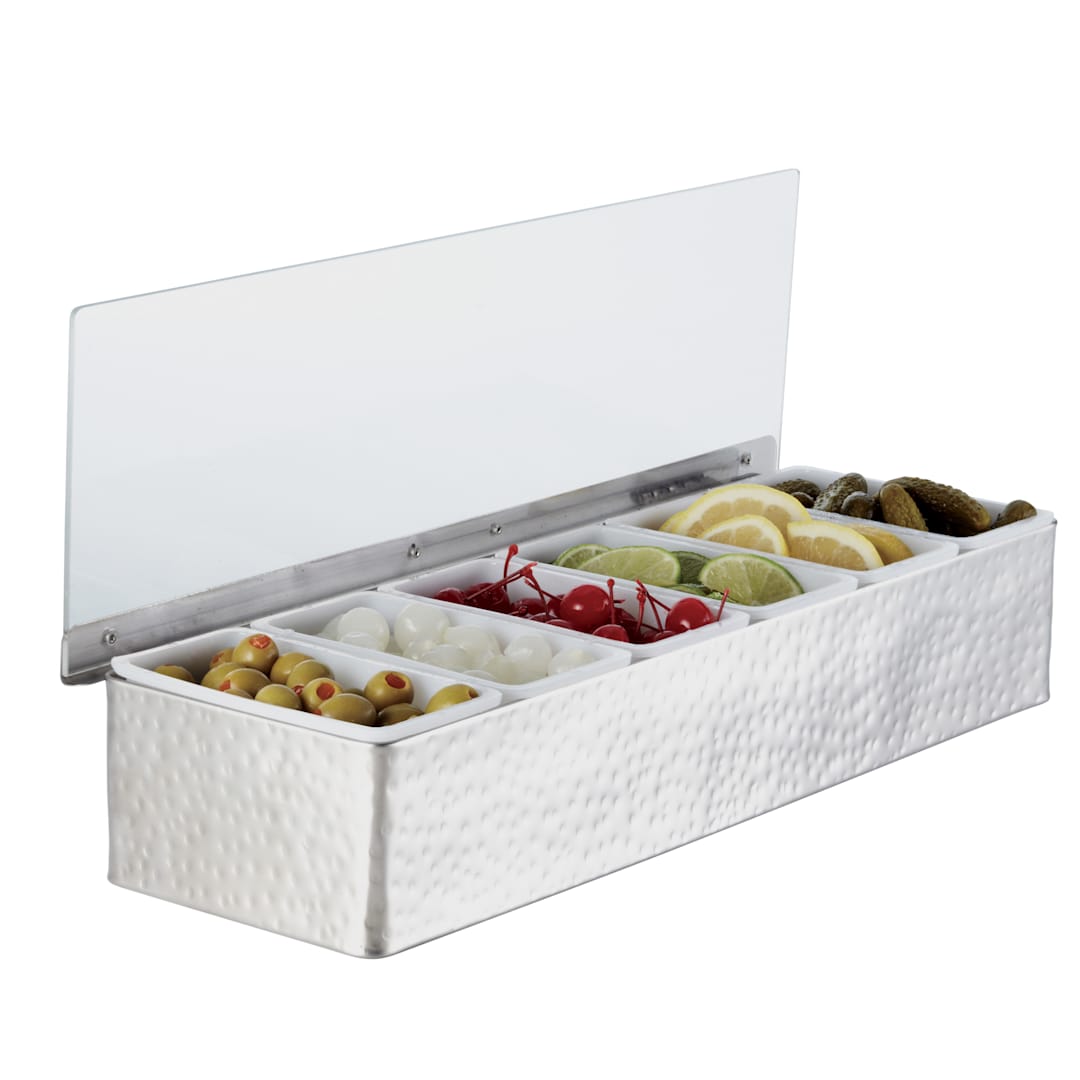 American Metalcraft HMCD6 Hammered S/S 6 Compartment Condiment Holder