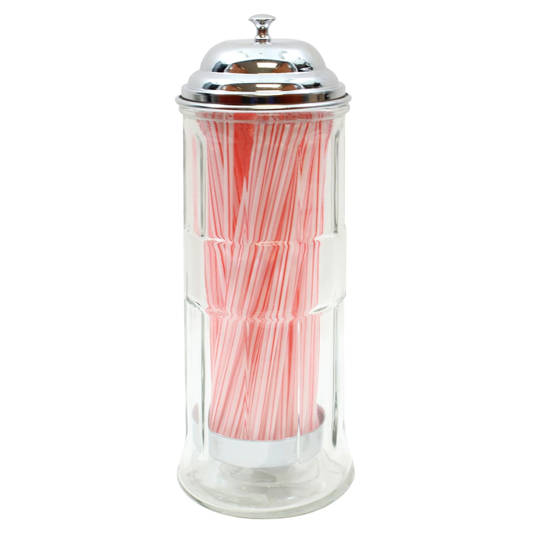 TableCraft H714CH Glass Tall Straw Dispenser