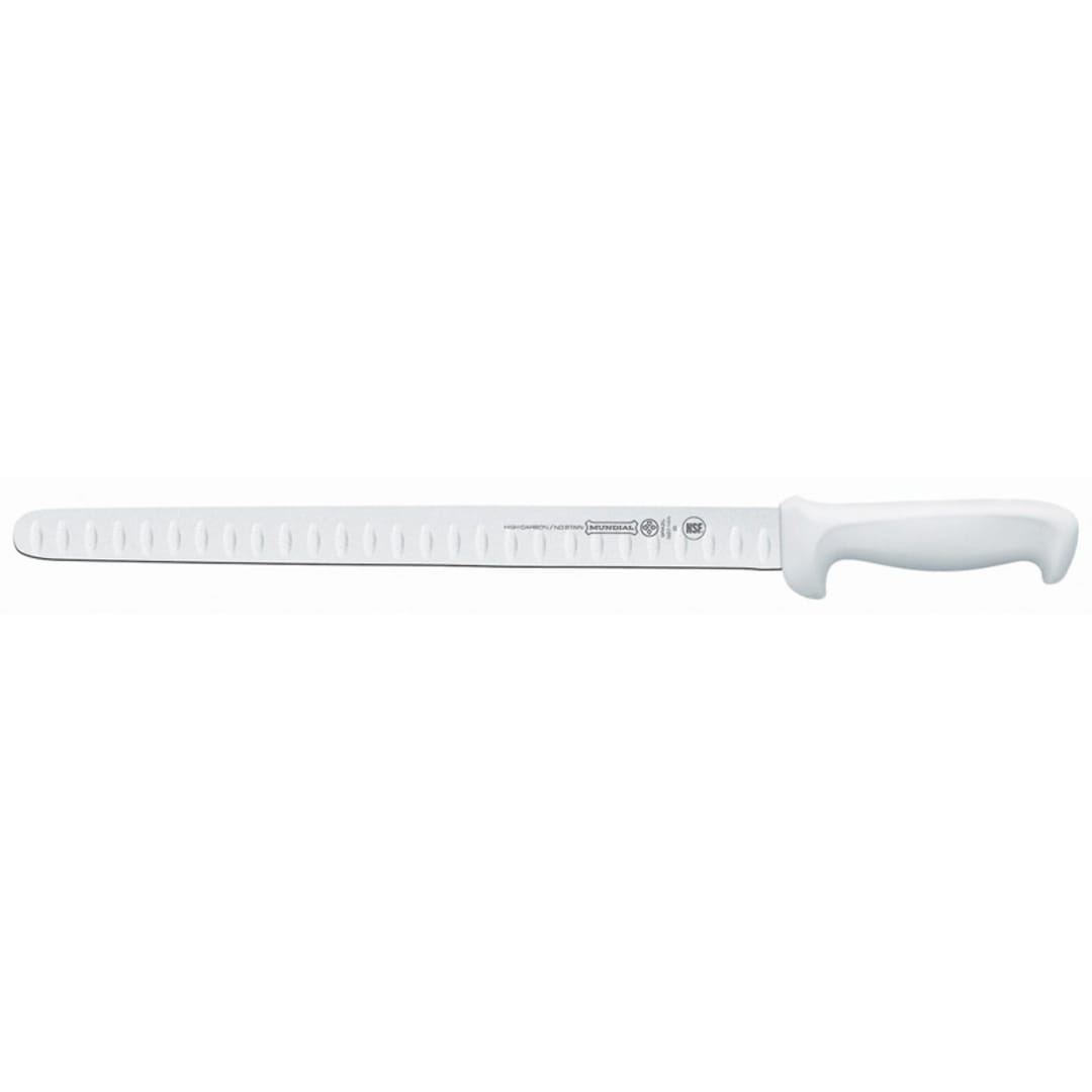 Mundial® W5627-14GE White Handle Slicing Knife With Granton Edge