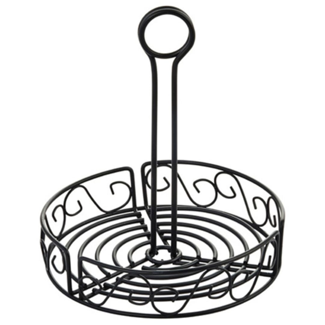 Winco® WBKH-7R Black 7-1/2" Dia. Wire Condiment Caddy
