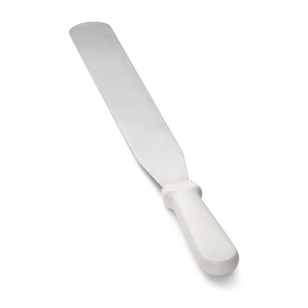 TableCraft 4212 S/S 12" Icing Spatula with White Plastic Handle