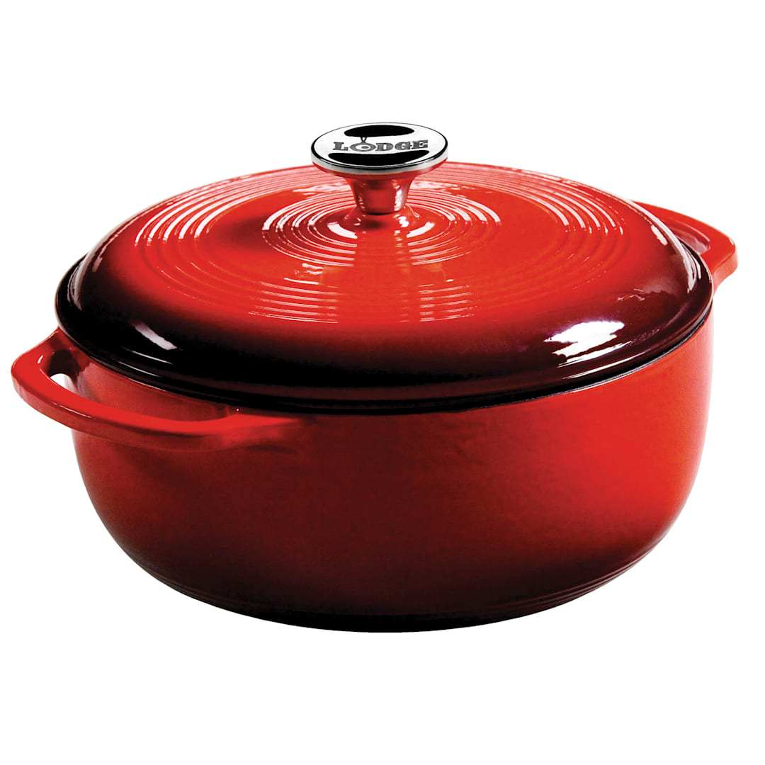 Lodge® EC4D43 Red 4.5 Quart Cast Iron Dutch Oven with Lid