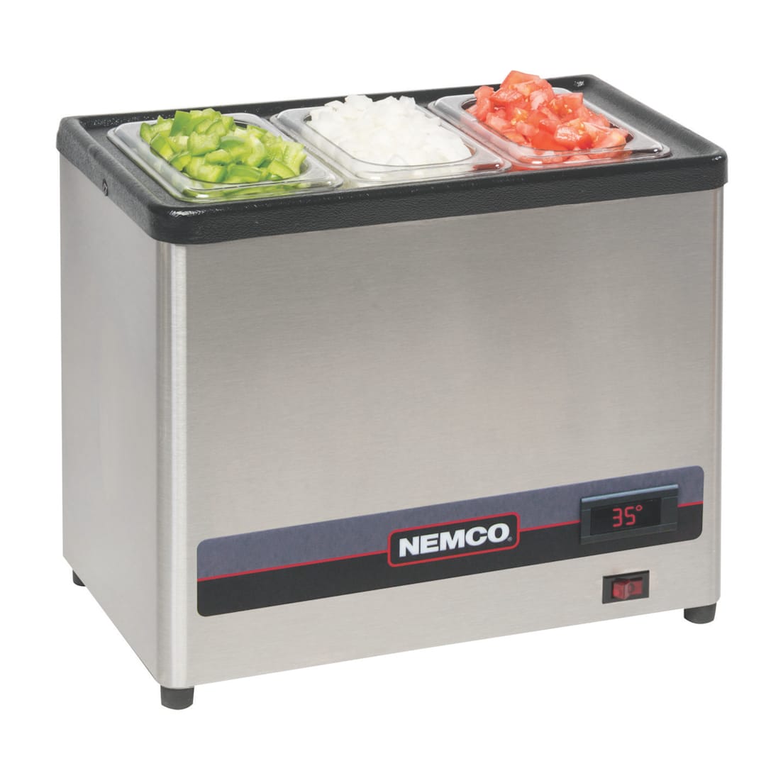 NEMCO 9020 NSF 120V Countertop 3 Compartment Cold Condiment Chiller