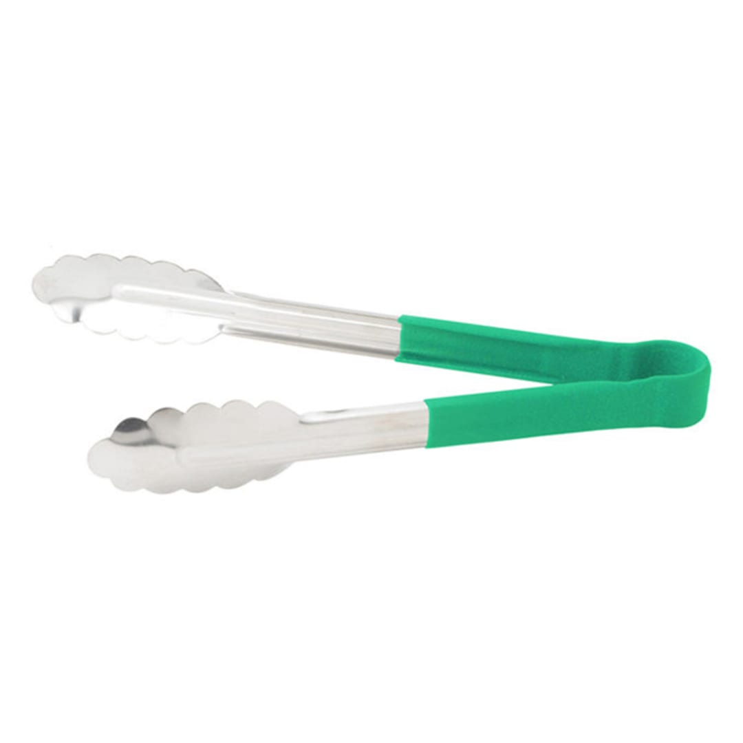 Darling Foodservice Utility Tongs with Green Poly Handle