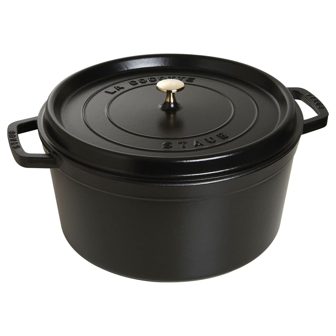 Staub 1103425 Black Cast Iron 13.25 Qt. Round Cocotte