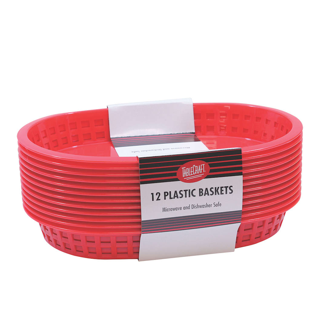 TableCraft C1076R Chicago Red 10.5 x 7" Oval Basket