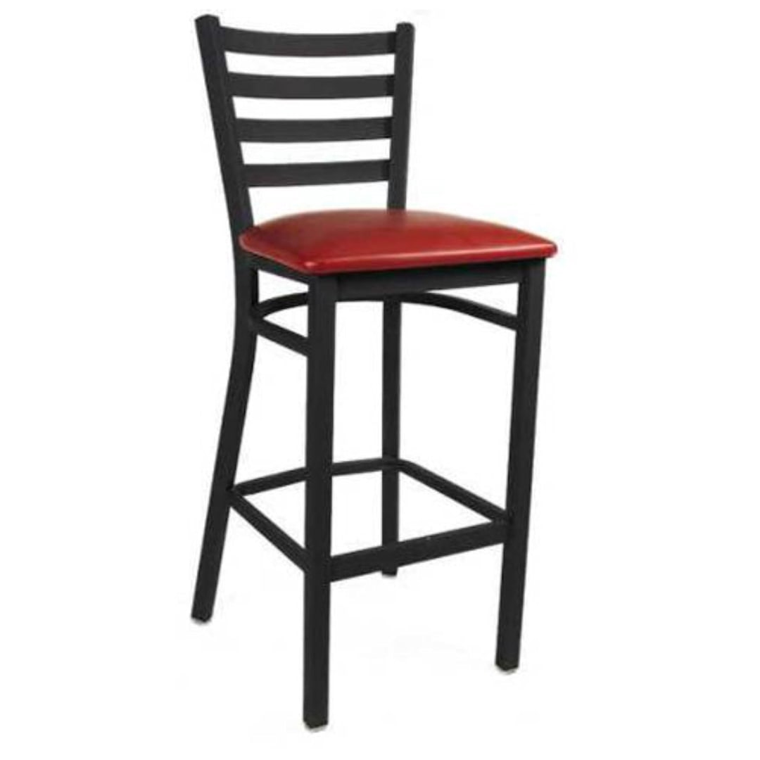 MKLD Commercial Furniture M841BS-BURGUNDY Ladder Back Metal Bar Stool