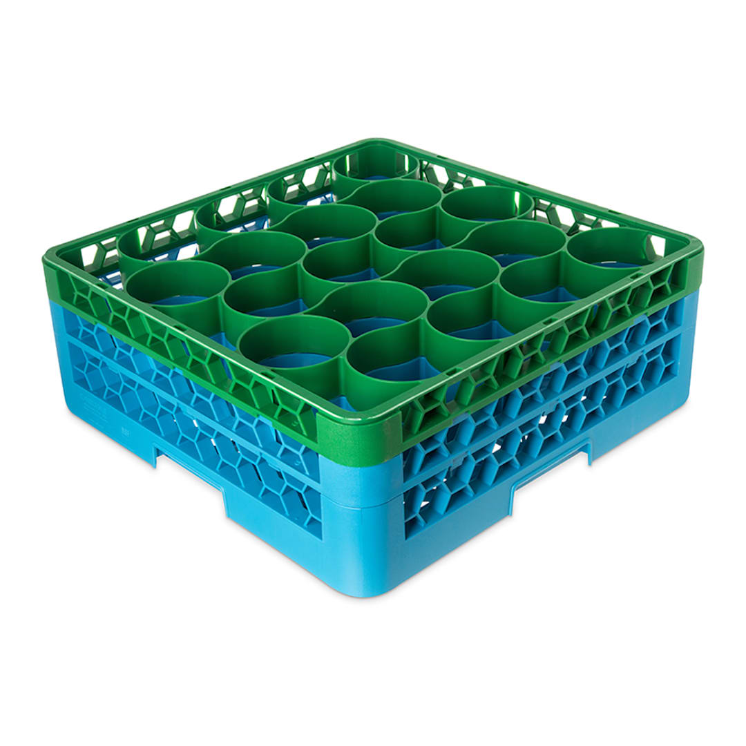 Carlisle RW20-1C413 Grn/Blu Rnd 20 Comp Glass Rack with 1 Ext - 3 / CS
