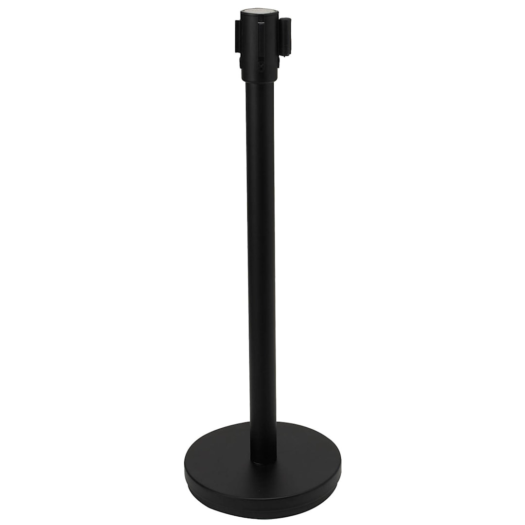 Darling Foodservice 36" Black Post w/ 6-1/2 Foot Retractable Belt