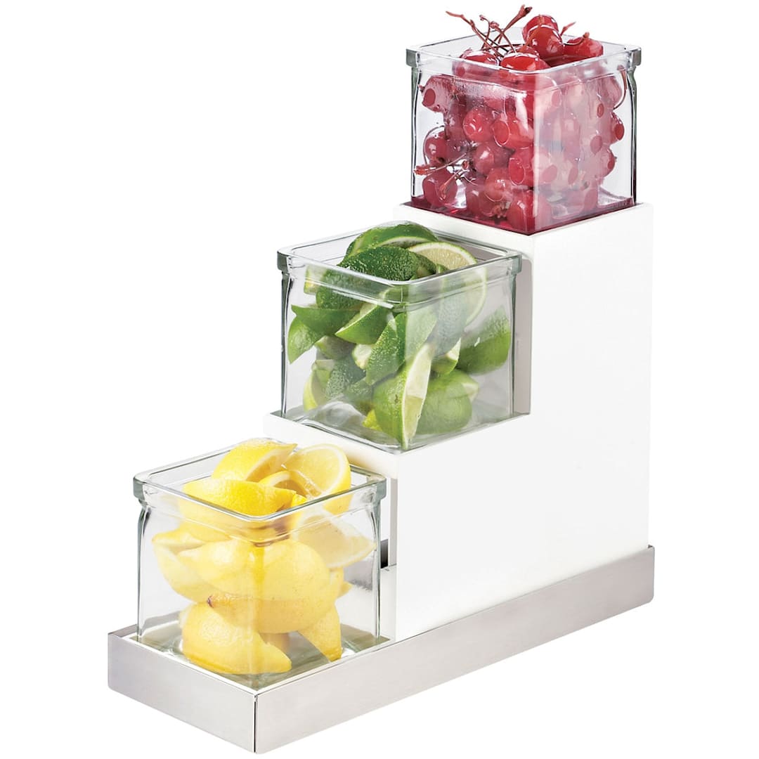 Cal-Mil 3003-55-12 Luxe Stainless Steel 3-Tier Stair Step Jar Display