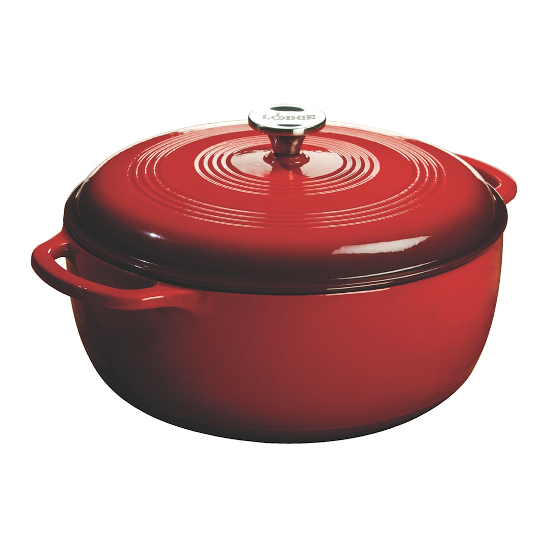 Lodge® EC7D43 Red 7.5 Quart Cast Iron Dutch Oven with Lid