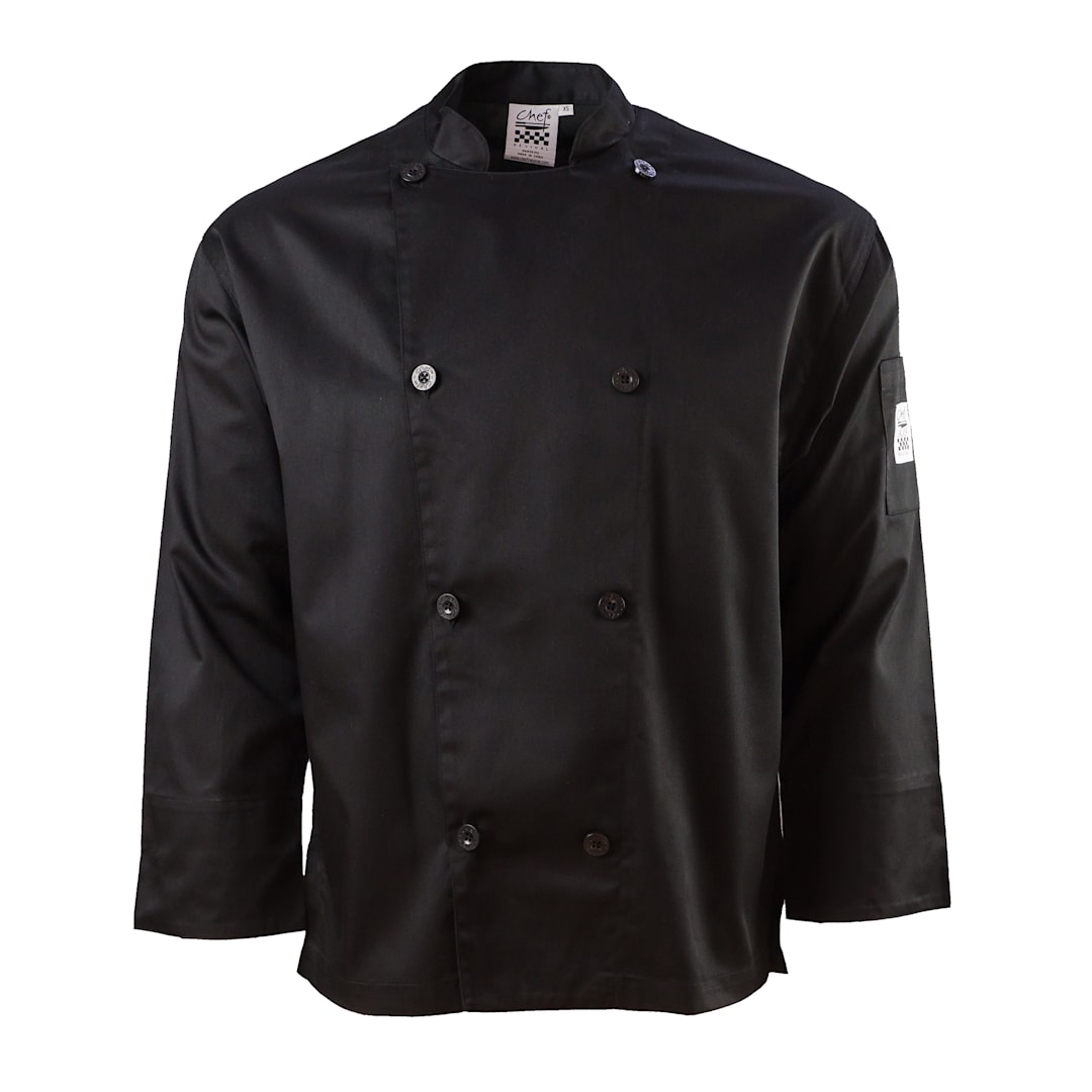 Chef Revival J200BK-2XL Performance 2XL Black Long Sleeve Chef Jacket