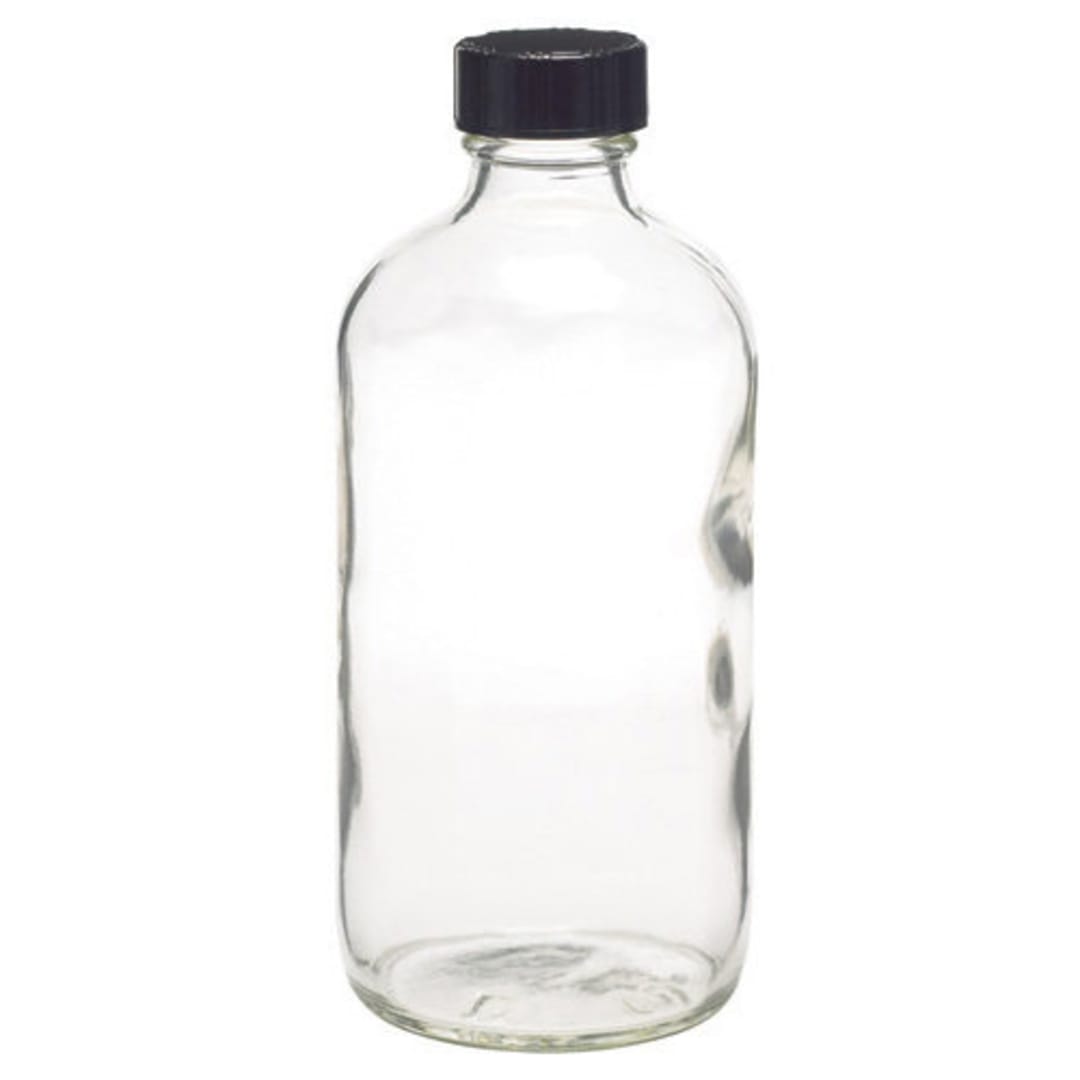 Freund 4771B03CLR Boston Rnd 8 Oz PVC Coated Glass Bottle