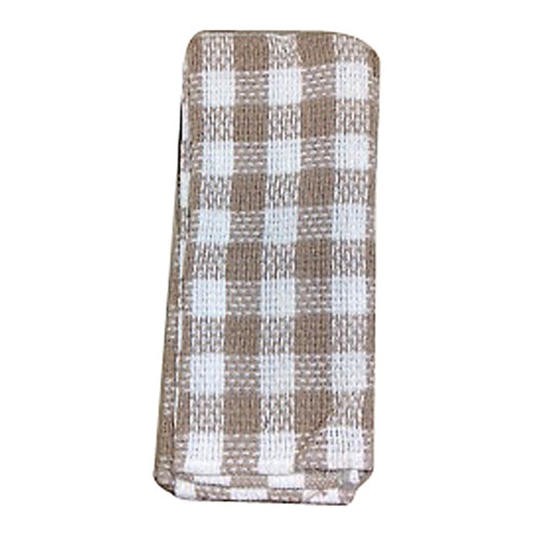 John Ritzenthaler 101-00 16" x 26" Taupe/White Kitchen Towel - 2 / PK