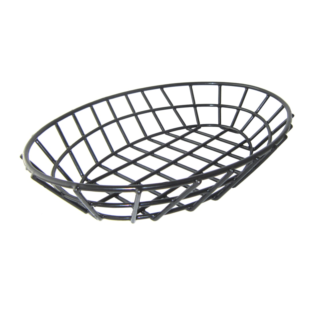G.E.T. 4-34418 Black Poly Coated Iron 12" x 8.5" Oval Grid Basket
