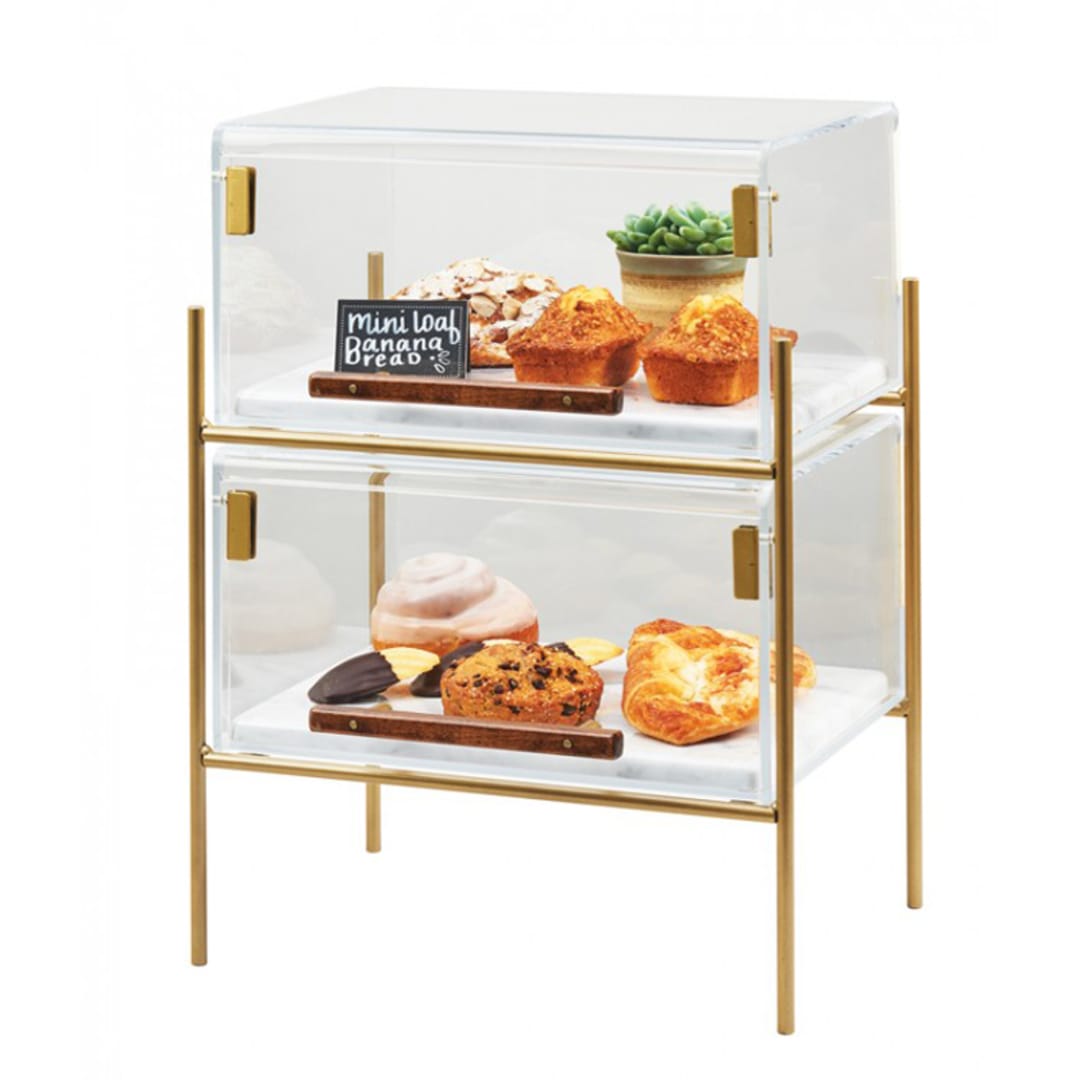 Cal-Mil 3706-1511-46 Mid-Century Brass 16-1/4 x 11-1/4 Pastry Case