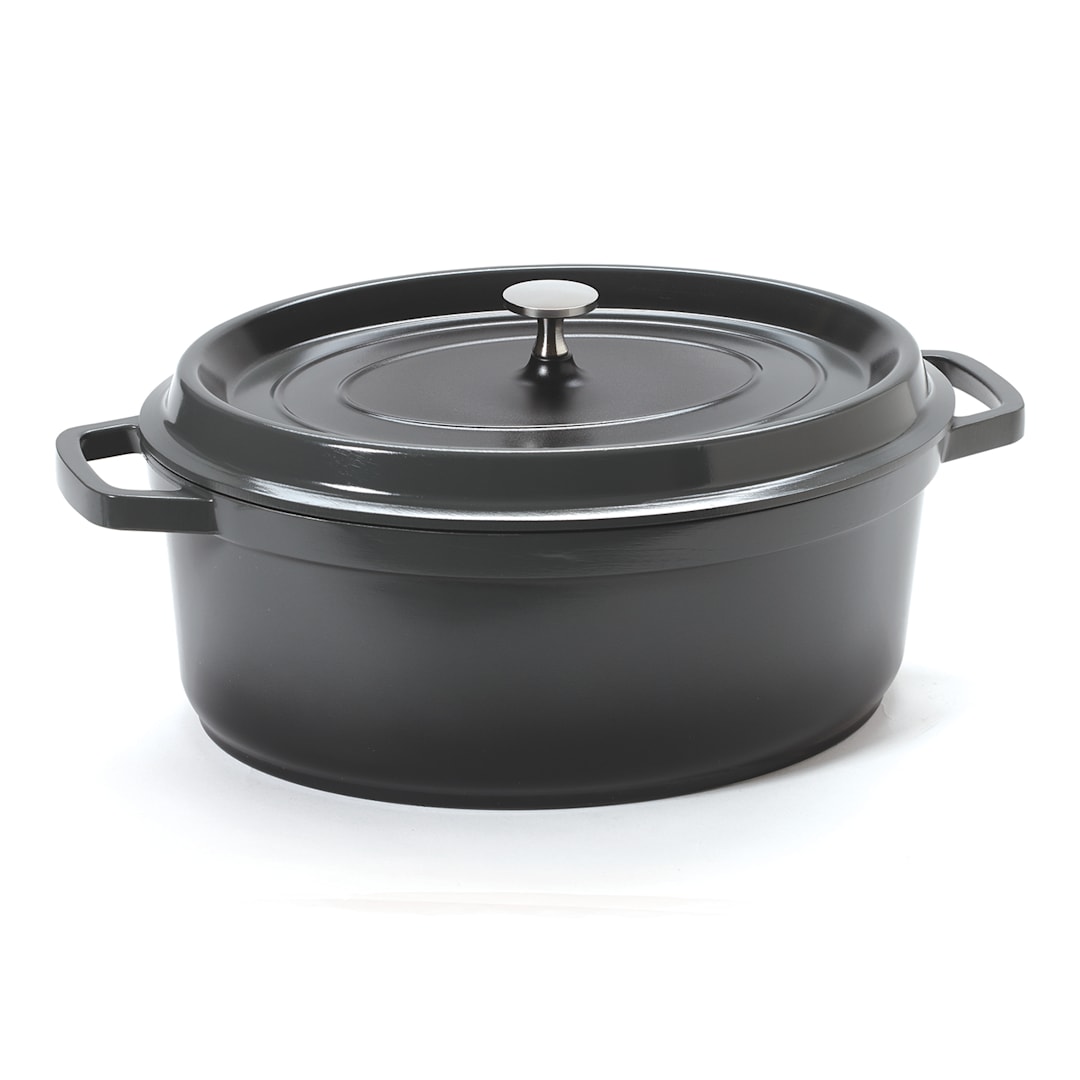 G.E.T. CA-007-GR/BK/CC Heiss Gray 6.5 Quart Oval Dutch Oven