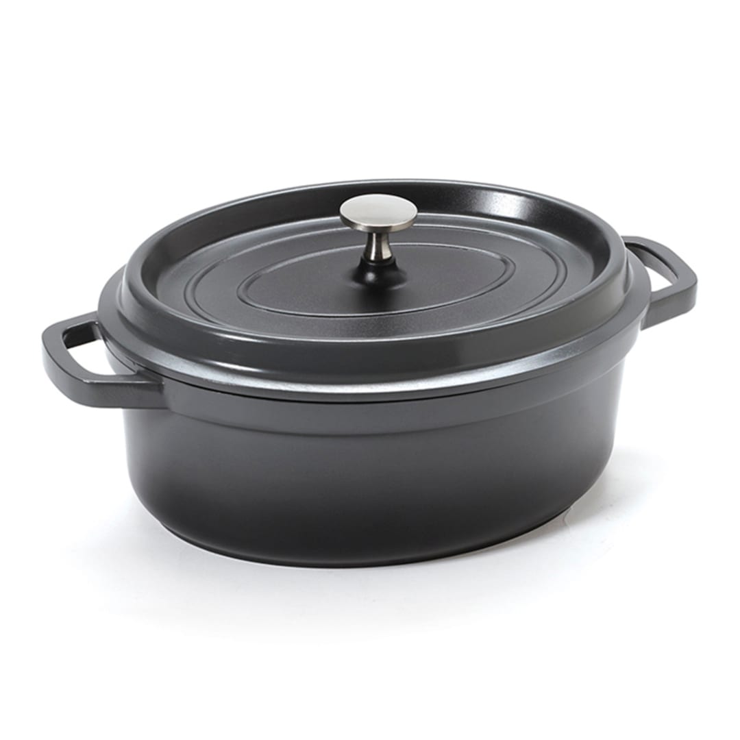 G.E.T. CA-009-GR/BK Heiss Gray 3.5 Quart Oval Dutch Oven