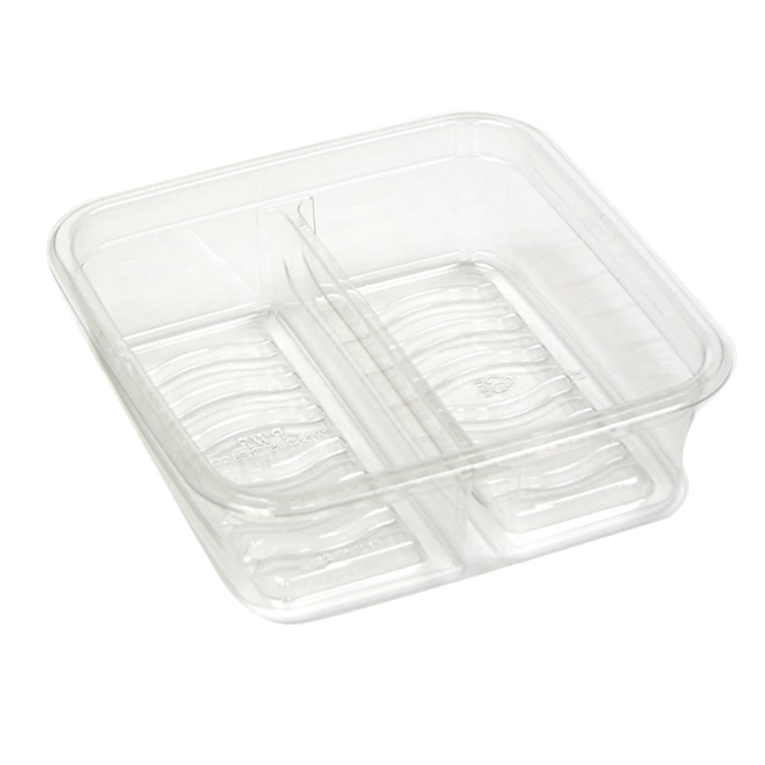 Pactiv 6S172CJY Clear 2 Compartment Container w/ Juice Trap