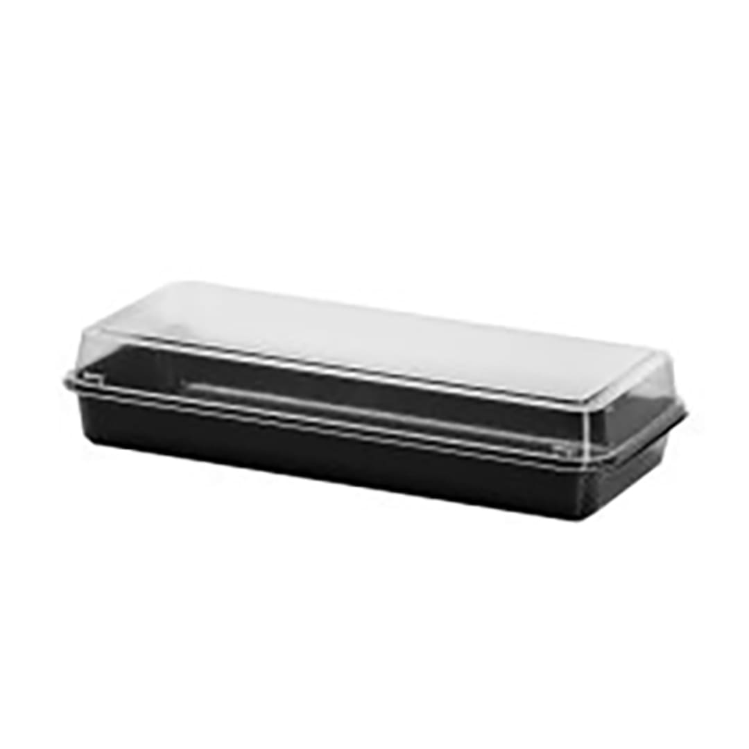 Dart 848604-PS94 Plastic Hinged Container with Black Base